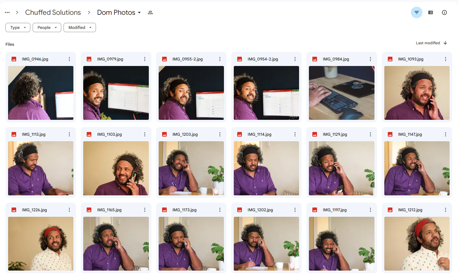 Google Drive folder full of headshot photos